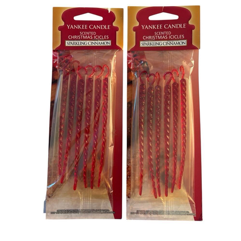 LOT 2 Yankee Candle Scented Christmas Icicles Sparkling Cinnamon Ornaments NEW - Picture 1 of 2